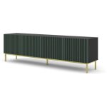 Bim furniture - meuble tv ravenna f 200 cm 4d frais� noir mat / vert cadre