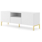 Bim furniture - meuble tv surf 150 cm 2d1s frais blanc mat + pieds