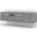 Salone srl - meuble tv suspendu ou au sol led inclus 150x42 / 36x37 cm stand aura bton