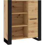 Tag�re nuka j 90x45x110 cm ch�ne artisan / noir mat armoire commode vitrine biblioth�que