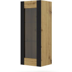 Vitrine avec verre mondi 125 cm chne artisanal / noir mat
