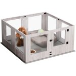 Bingo paw - parc pour chien int�rieur xxl en verre tremp� caisse de mise bas 120x120x60cm enclos chat ...