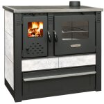 Cuisini�re � bois 10. 0 kw ? grand four avec thermom�tre ? bac � cendres amovible ? verre c�ramique avec ...