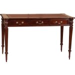 Biscottini - bureau vintage 126x75x65 bureau en bois et plateau en cuir bureau ancien bureaux classiques ...