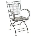 Biscottini - chaise ancienne en fer forg finition rouille patine avec accoudoirs l60xpr51xh96 cm
