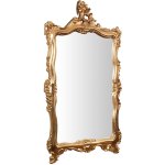 Biscottini - miroir mural  accrocher en bois finition feuille or vieilli aux dimensions l66xpr7xh118 ...