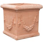 Pot en terre cuite pot de fleurs d'extrieur vase cube 44x44 cm jardinire carre pot de jardin jarre ...