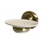 Bisk - porte savon mural laiton antique c�ramique