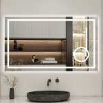 Biubiubath - 100x60cm led miroir de salle de bain tricolore anti - buée + bluetooth + loupe + mémoire ... Biubiubath - 100x60cm led miroir de salle de bain tricolore anti - buée + bluetooth + loupe + mémoire ...