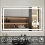 Biubiubath - 120x70cm led miroir de salle de bain tricolore anti - buée + loupe + bluetooth + horloge ... Biubiubath - 120x70cm led miroir de salle de bain tricolore anti - buée + loupe + bluetooth + horloge ...