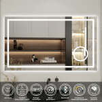 Biubiubath 140x80cm led miroir de salle de bain tricolore anti - buée + loupe + bluetooth + horloge + ... Biubiubath 140x80cm led miroir de salle de bain tricolore anti - buée + loupe + bluetooth + horloge + ...