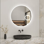 Biubiubath 60x60cm led tricolore miroir rond de salle de bain horloge + loupe + anti - buée + mémoire ... Biubiubath 60x60cm led tricolore miroir rond de salle de bain horloge + loupe + anti - buée + mémoire ...