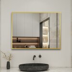Biubiubath - 70x50cm cadre carr miroir or mat suspendu horizontalement et verticalement