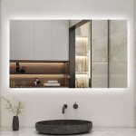 Biubiubath ? miroir lumineux de salle de bain 80x60 cm ? led r�tro - �clair� sans cadre ? anti - bu�e ...