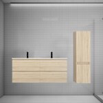 Biubiubath - ensemble meuble double vasque l. 120cm chêne 4 tiroirs + lavabo + colonne easy Biubiubath - ensemble meuble double vasque l. 120cm chêne 4 tiroirs + lavabo + colonne easy