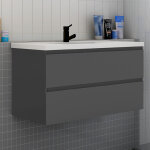 Biubiubath - meuble de salle de bain suspendre avec vasque 2 tiroirs fermeture amortie meuble de rangement ...