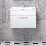 Biubiubath - meubles de salle de bain suspendus, 60 cm meuble blanc avec 1 tiroir 60cm