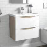 Biubiubath ? meuble lave - mains 60 cm en mdf blanc ? vasque en r�sine r�sistante ? 2 tiroirs avec fermeture ...