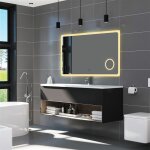 Biubiubath - miroir anti - bue avec horloge, 3 en 1 clairage blanc froid chaud neutre anti bue tactile ...