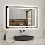 Biubiubath - miroir avec clairage intgr, l. 100 x h. 60 cm miroir lumineux anti bue, miroir de salle ...