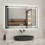 Biubiubath - miroir salle de bain led anti - bue, avec clairage led 100 x 60cm rversible ip44 commande ...