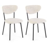 Bizzotto - lot de 2 chaises 47x50x77, 5 cm en tissu bouclette écru Bizzotto - lot de 2 chaises 47x50x77, 5 cm en tissu bouclette écru
