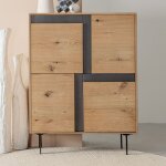 Bizzotto - buffet haut 4 portes 90x40x120 cm dcor chne et noir - staws