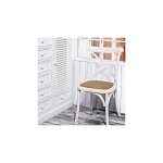 Bizzotto - chaise bistrot 50, 5x52x87 cm en bois blanc et rotin naturel - knei
