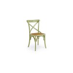 Bizzotto - chaise bistrot 50, 5x52x87 cm en bois vert et rotin naturel - knei