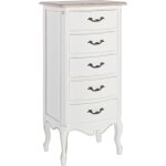 Bizzotto - chiffonnier 5 tiroirs 48x35x100 cm en bois blanc - reberty Bizzotto - chiffonnier 5 tiroirs 48x35x100 cm en bois blanc - reberty