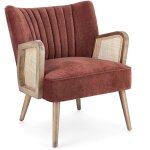 Bizzotto - fauteuil crapaud 64x71x79 cm en tissu brique et rotin - virna Bizzotto - fauteuil crapaud 64x71x79 cm en tissu brique et rotin - virna