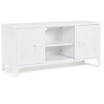 Bizzotto - meuble tv 2 portes 120, 5x40x58, 5 cm en mtal blanc