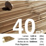 Terrasseenbois. fr - kit terrasse pin autoclave marron pour 40 m ? lames 4, 2 m, lambourdes 4, 2 m et ...
