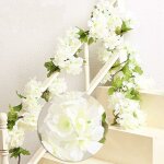 Blanc - 2 pices x 235cm fleurs artificis fleurs de cerisier guirlande vigne feuille haie maison haie ...