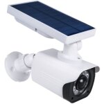 (blanc)cam�ra solaire factice, led clignotante, d�tecteur de mouvement, �clairage led, autocollant gratuit, ...
