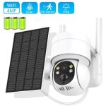 (blanc)cam�ra de surveillance ext�rieur batterie solaire sans fil , cam�ra s�curit� 4mp - etanche ip65 ...