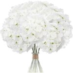 Blanc pur) 12 hortensias artificiels (avec tiges), hortensia en soie pour la d�coration de mariage, de ...