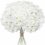 Blanc pur) 12 hortensias artificiels (avec tiges), hortensia en soie pour la dcoration de mariage, de ...