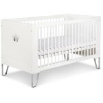 Monmobilierdesign - blanka lit bb volutif convertible en lit enfant miroir forme couronne 140x70 blanc ...