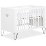 Blanka lit bb volutif avec pieds en mtal et miroir forme couronne 120x60 blanc
