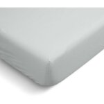 Bleu calin - drap housse uni 100% percale de coton - gris clair - 160x200cm