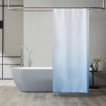 Bleu clair dgrad rideau de douche anti moisissure tissu lavable en machine petit rideaux douche pour ...