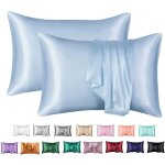 Bleu clair)lot de 2 taie d'oreiller satin 50x75cm, similaire ŕ la taie d'oreiller en soie - ccykxa Bleu clair)lot de 2 taie d'oreiller satin 50x75cm, similaire ŕ la taie d'oreiller en soie - ccykxa