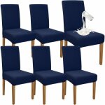 (bleu marine)lot de 6 housses de chaise de salle à manger imperméables de qualité supérieure, élastiques, ... (bleu marine)lot de 6 housses de chaise de salle à manger imperméables de qualité supérieure, élastiques, ...