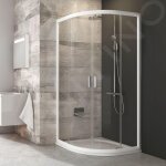 Blix - cabine de douche quart de rond en quatre parties, 780 - 800 mm, blanc / verre clair 3b240100z1 ...