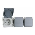 Prises 3x2p + t horizontal precablees legrand plexo composable gris - 16 a - 250 v