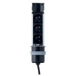 Synercia - bloc 3 prises 2p + t escamotable + 2 usb cble 1. 5 m 16 a 230 v finition noir