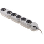 Bloc home 6 prises 16a 2p + t + parafoudre - argent - zenitech