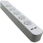 Bloc multiprise 5 prises 16 a avec 2 ports usb et cable 1, 5 m ho5vv - f 3x1, 5 mm2 blanc et gris - chacon ...