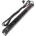 Bloc multiprises 6 prises type f schuko eu protecteur de surtensions + 2 prise type c + 2usb 5m noir